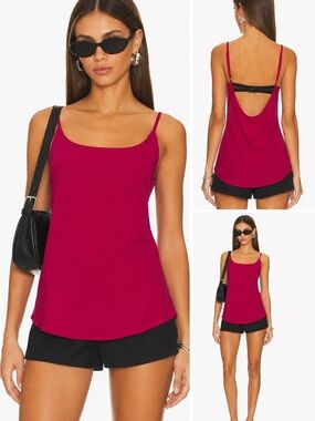 NWT Alice + Olivia x Scoop Silk Magenta Spaghetti Straps Tank Top Small